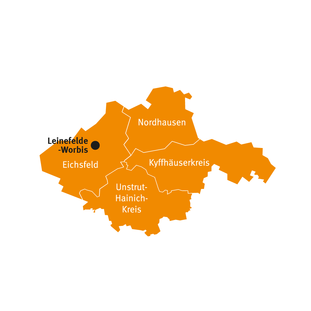 Flurbereinigungsbereich Nordthüringen mit seinen zuständigen Landkreisen
