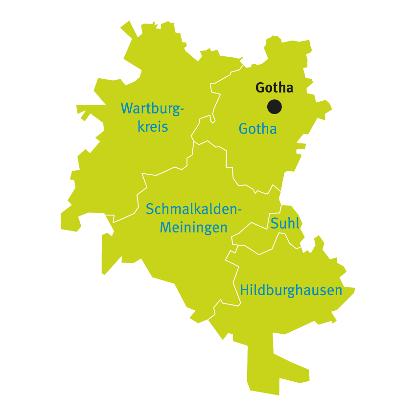 Zweigstelle Gotha mit den zuständigen Landkreisen