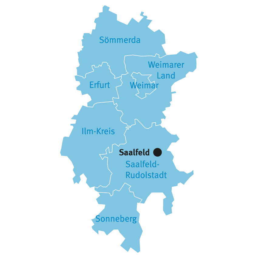 Zweigstelle Saalfeld mit den zuständigen Landkreisen