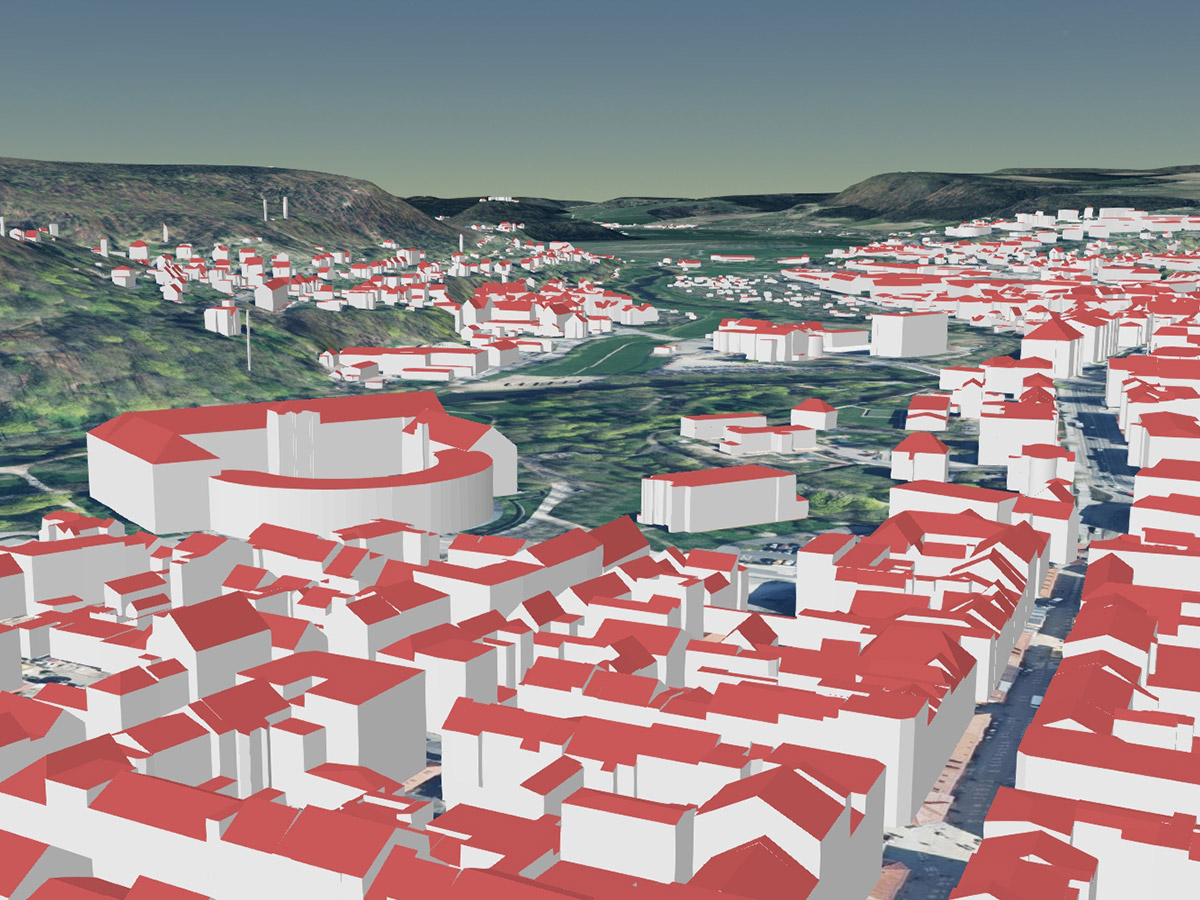 Schloss Elisabethenburg und Teil der Stadt Meiningen als LoD2-Gebäudemodell (kombiniert mit Geländemodell und Orthophotos)