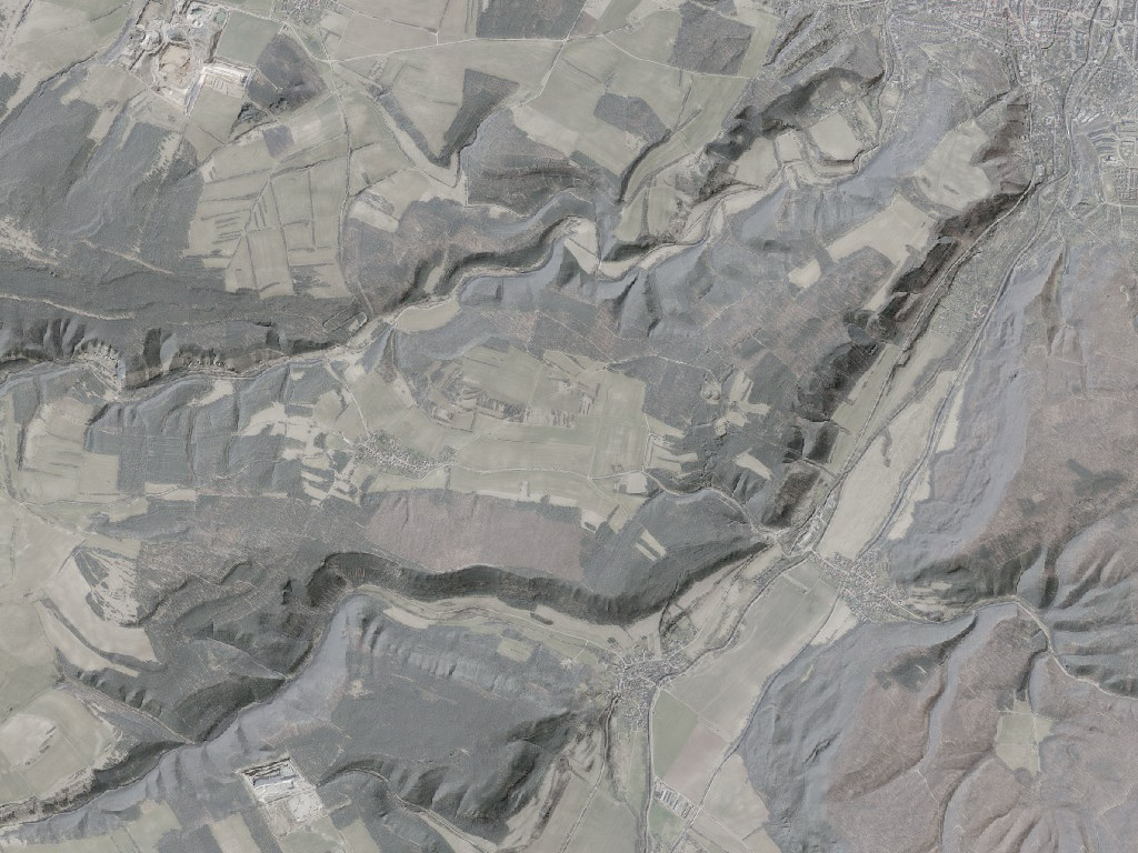 Digitales Geländemodell bei Arnstadt mit hinterlegtem digitalen Orthophoto