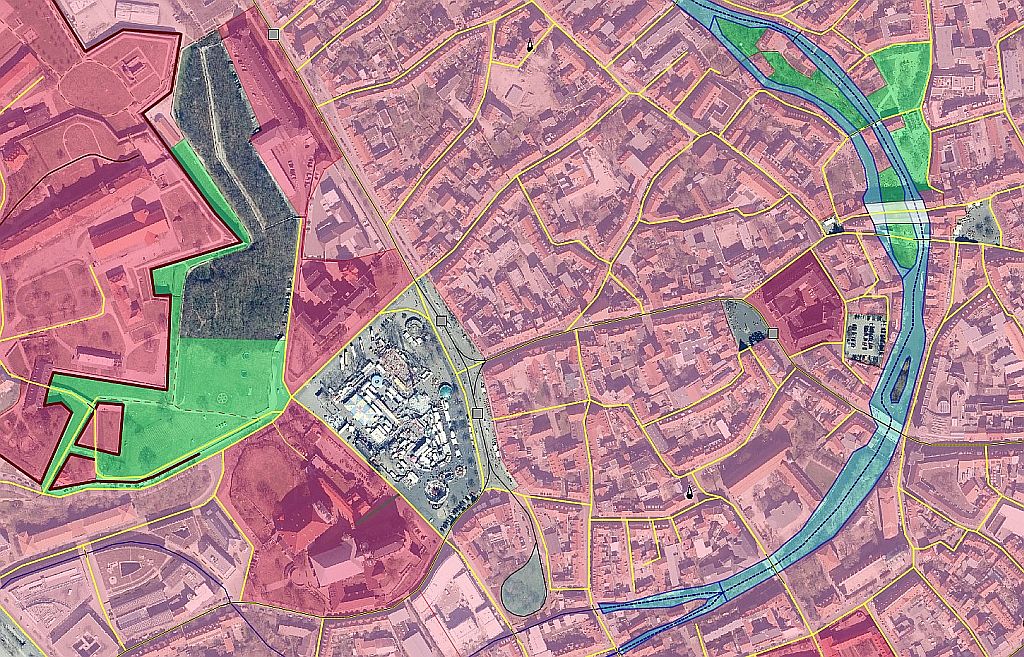Kartenausschnitt von Erfurt mit Digitalem Geländemodell und Orthophoto
