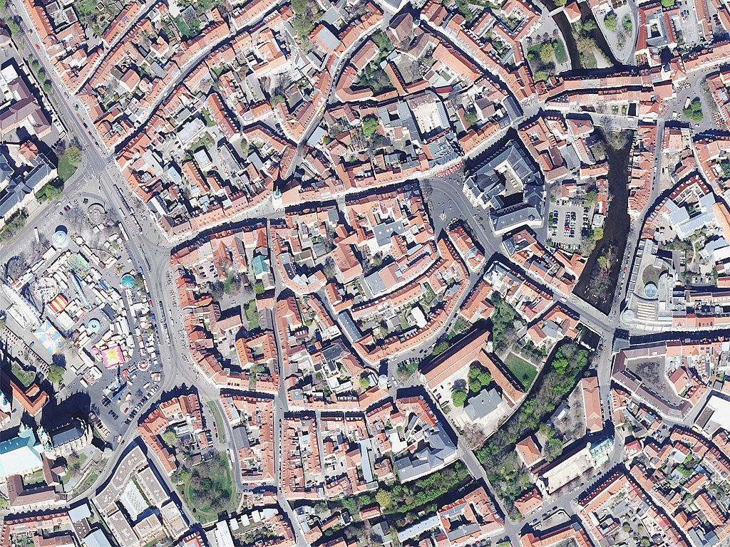Orthophoto von Erfurt mit Domplatz, Fischmarkt und Krämerbrücke von 2019