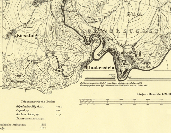 Kartenausschnitt des Kartenblattes 5536 aus dem Jahr 1883