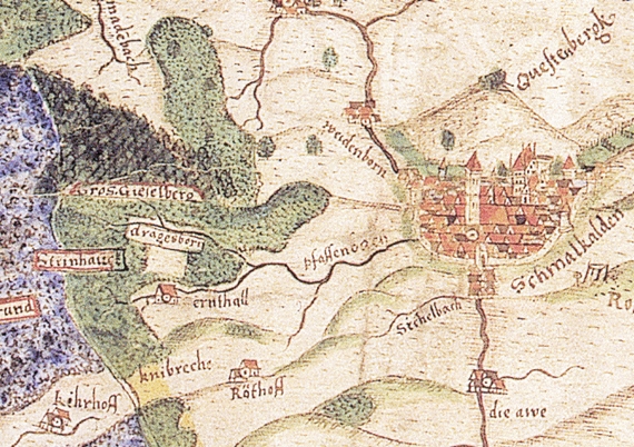 Ausschnitt der Karte von Schmalkalden von Joist Moers aus dem Jahr 1589