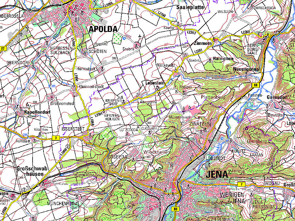 Ausschnitt aus der TK100 Jena Kartenblattnummer C5134