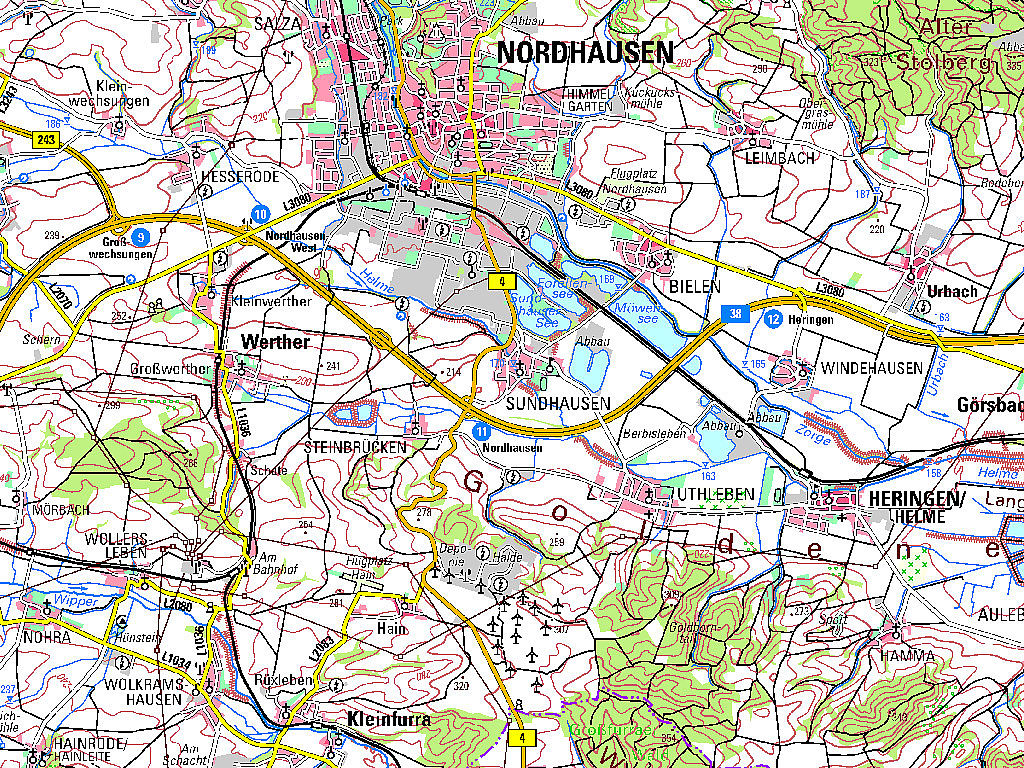 Ausschnitt aus der TK100 Nordhausen Kartenblattnummer C4730
