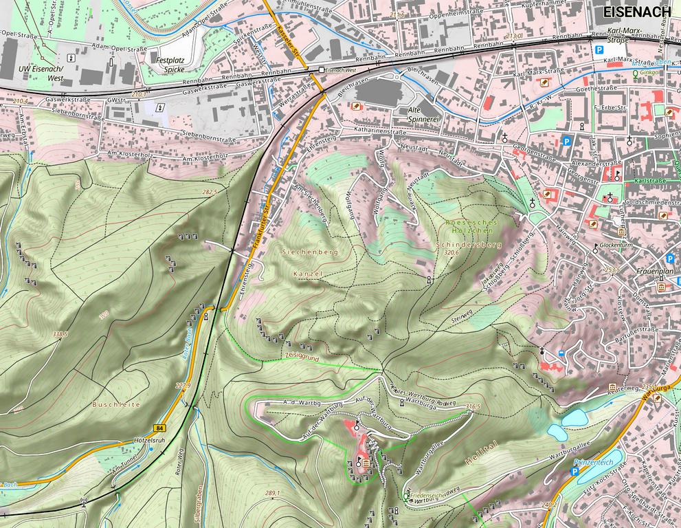 Kartenausschnitt aus der P10 von Eisenach, 2026