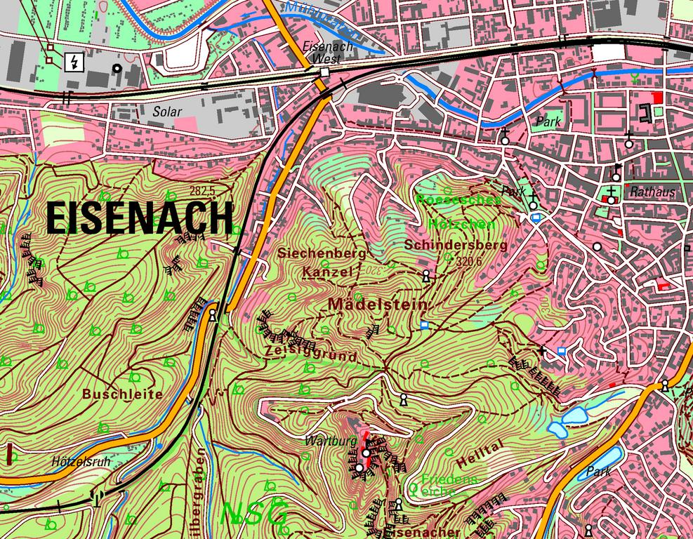 Kartenausschnitt aus der DTK25 von Eisenach, 2025