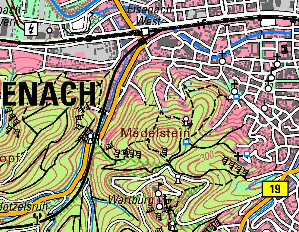 Kartenausschnitt aus der DTK50 von Eisenach, 2024