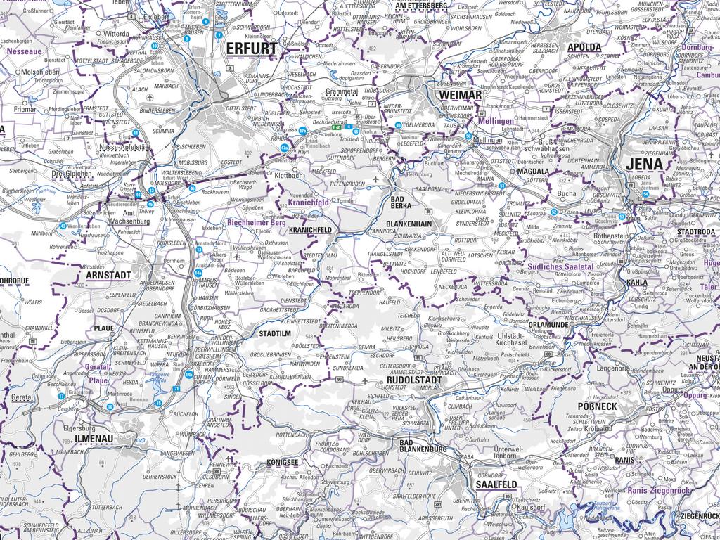 Kartenausschnitt aus der Übersichtskarte 1:250 000 Verwaltungsausgabe