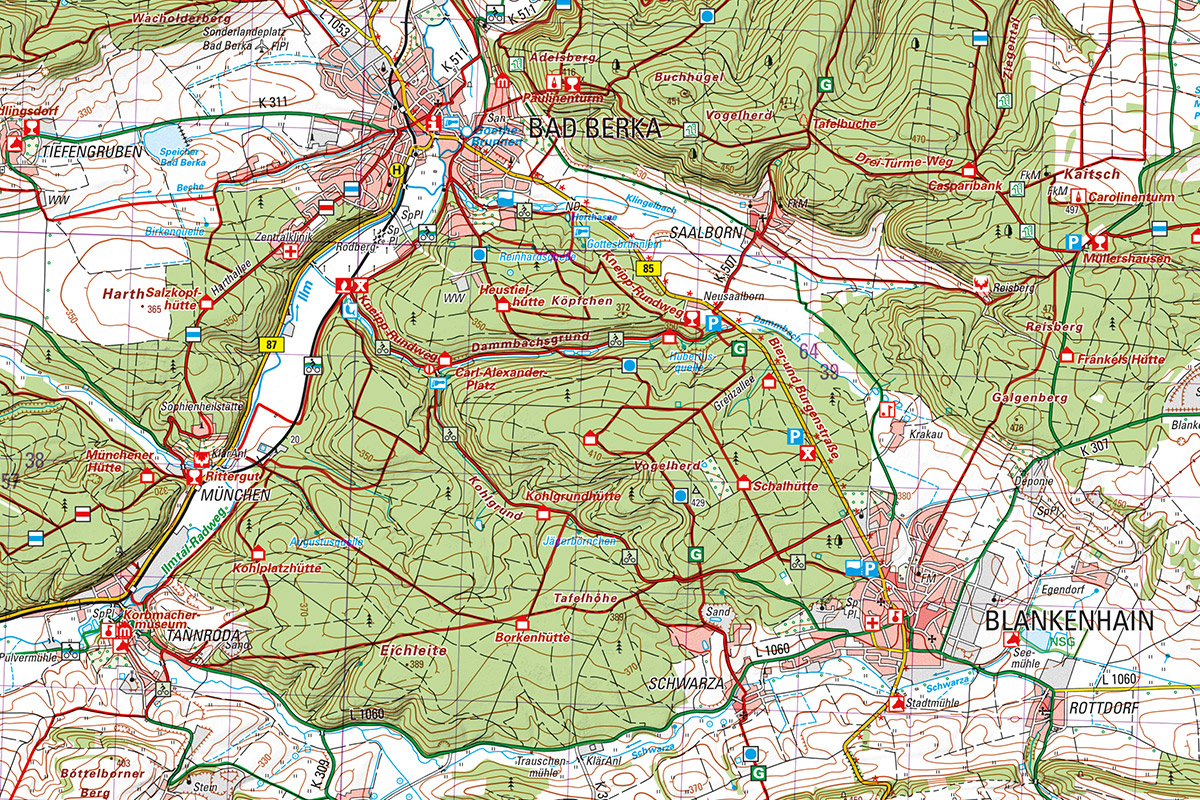 Ausschnitt aus der Wanderkarte Mittlere Saale Ilmtal von 2011
