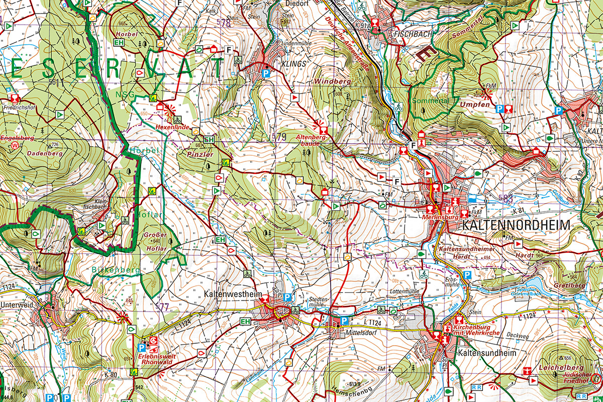 Ausschnitt aus der Wanderkarte Vordere Rhön von 2015