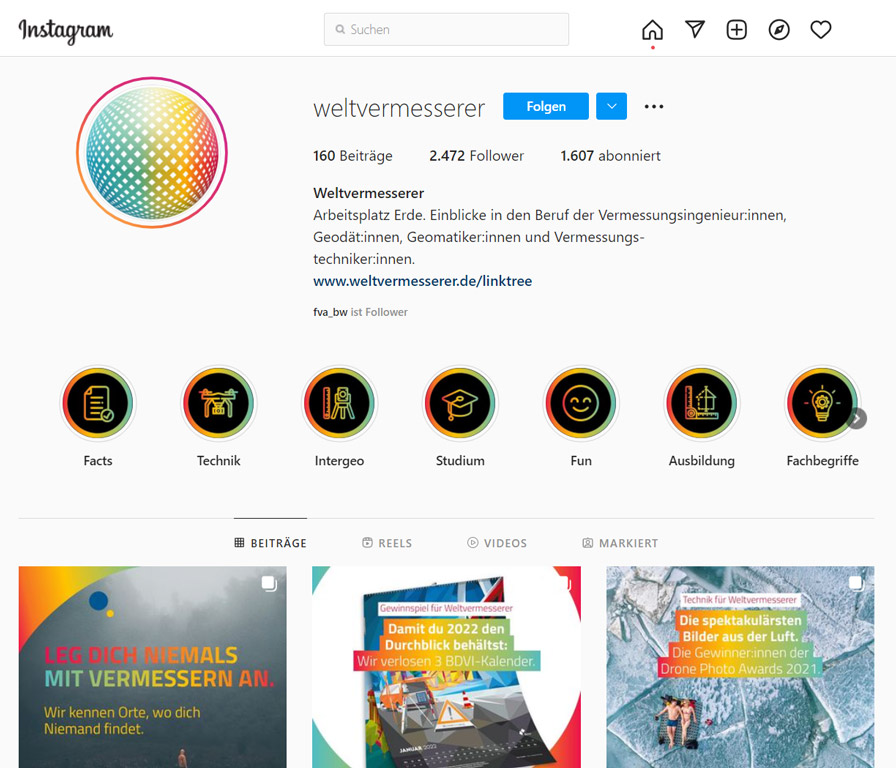Screenshot der Website "weltvermesserer" der Agentur HUisHU