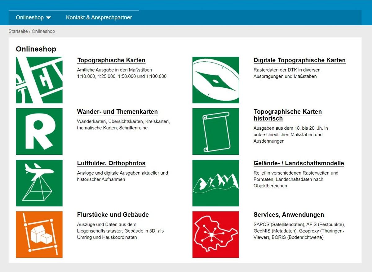 Ansicht aus dem Onlineshop des TLBG Ansicht aus dem Onlineshop des TLBG