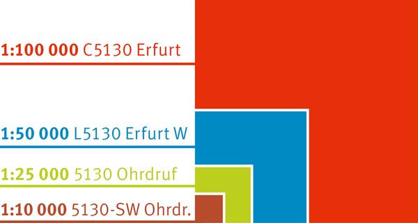 Grafische Darstellung über die verschiedenen Maßstabsarten der Karten im TLBG