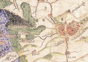 Ausschnitt einer historischen Karte von Schmalkalden