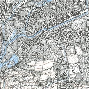 Ausschnitt einer historischen Karte von Erfurt im Maßstab 1:25000