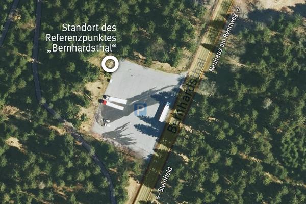 Standort des Referenzpunktes Bernhardsthal im Luftbild
