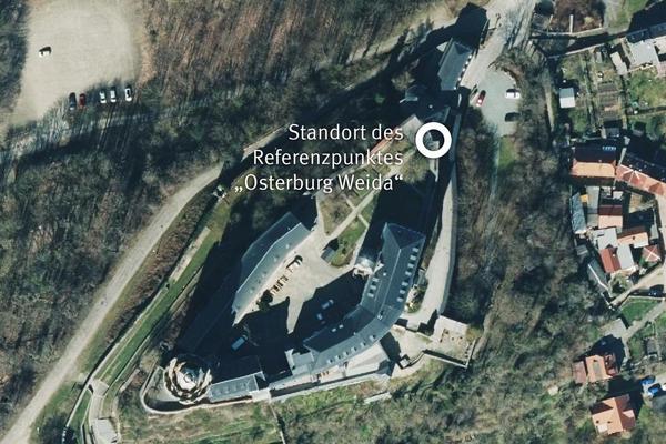 Luftbild des Referenzpunktes „Osterburg Weida“
